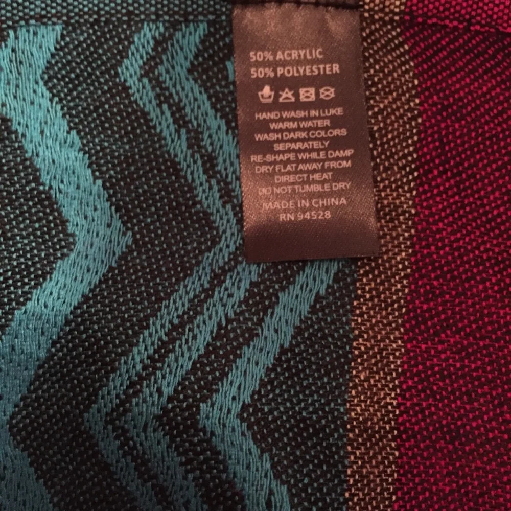 SCARF PASHMINA WRAP MULTI COLOR BLACK BLUE RED PINK GEOMETRIC PRINT